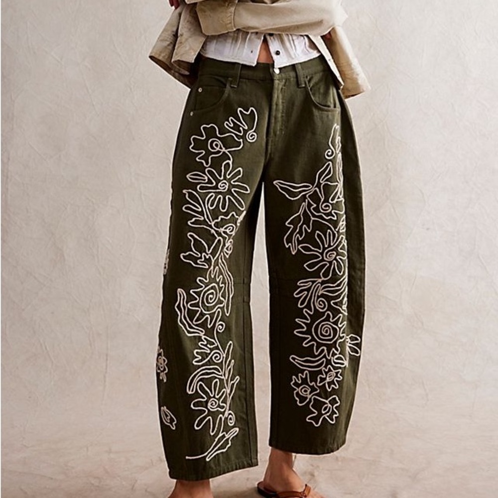 We The Free Good Luck Soutache Barrel Jeans